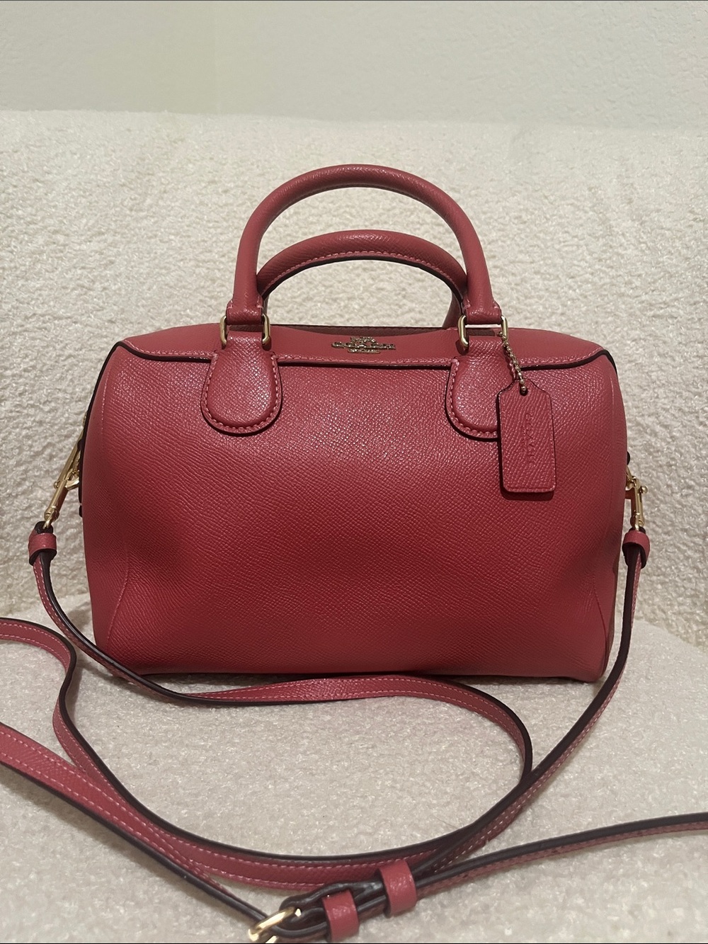 Coach Rose Pink Pebble Leather Satchel